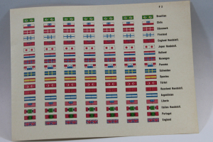 F2 Papierflaggen (1 St.) verschiedene Länder; RA, BR, RCH, DK, E, GB, SF, NL, I, J, N, P, S, TR, SU, PA